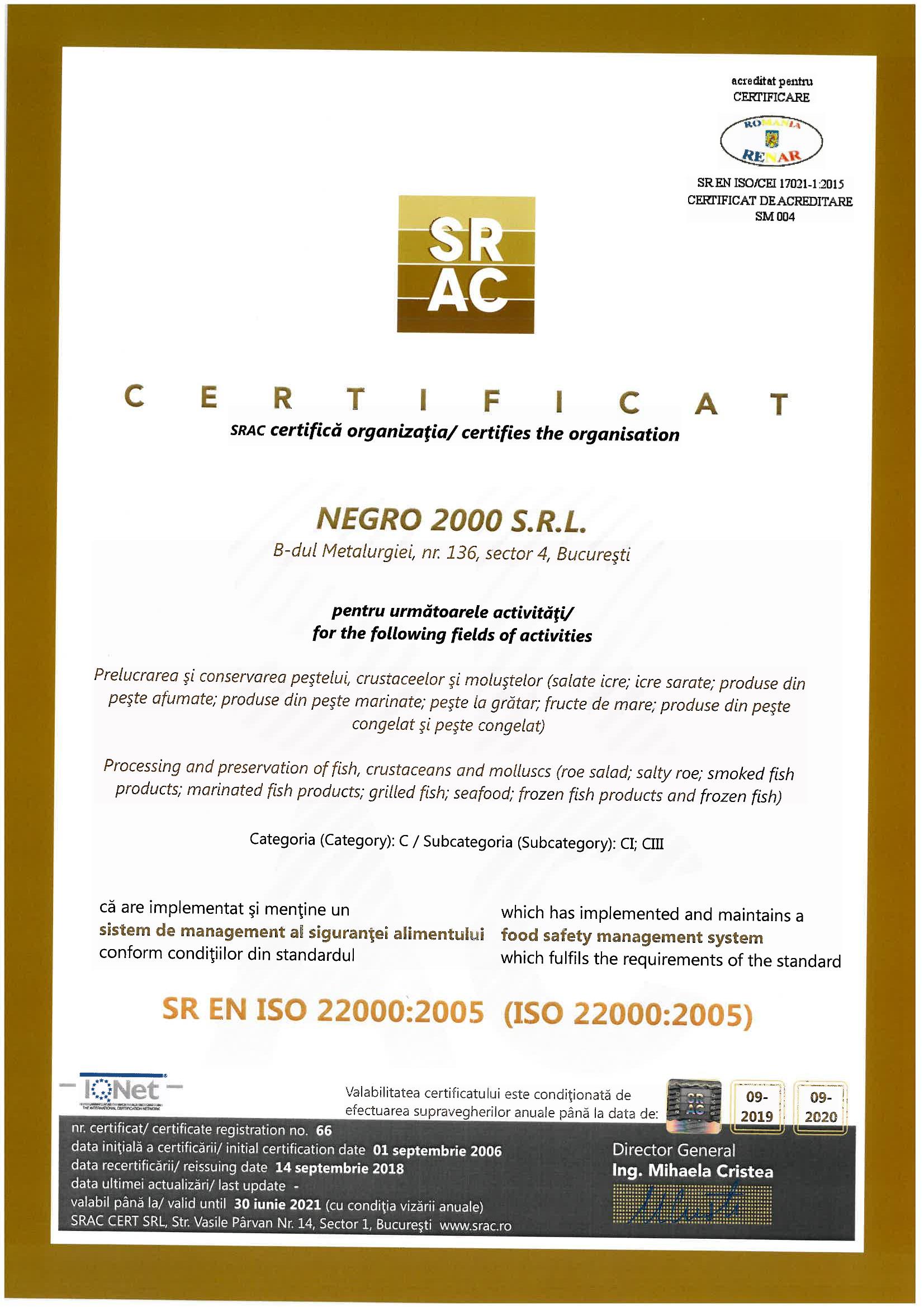 SR EN ISO 22000:2005